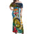 Vanuatu Malampa Fiji Day Off Shoulder Maxi Dress Happy 10 October With Maps Tropical Flowers