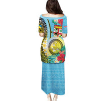 Vanuatu Malampa Fiji Day Puletasi Happy 10 October With Maps Tropical Flowers LT14 - Polynesian Pride