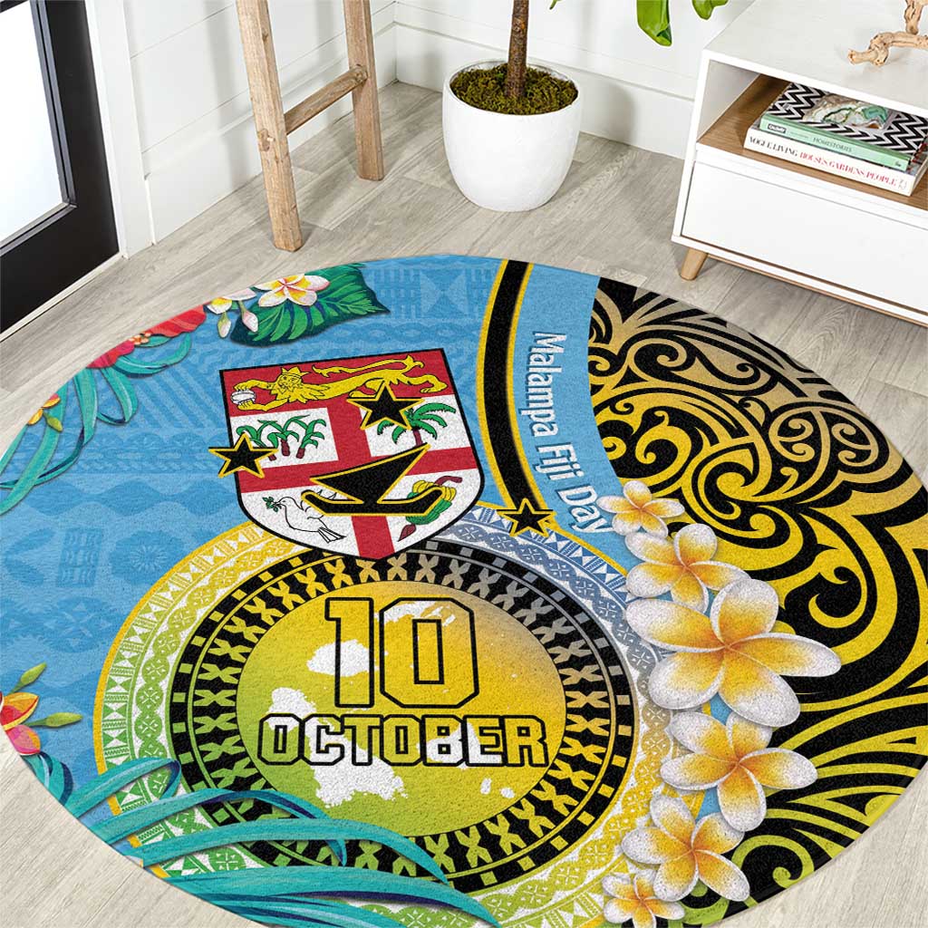 Vanuatu Malampa Fiji Day Round Carpet Happy 10 October With Maps Tropical Flowers