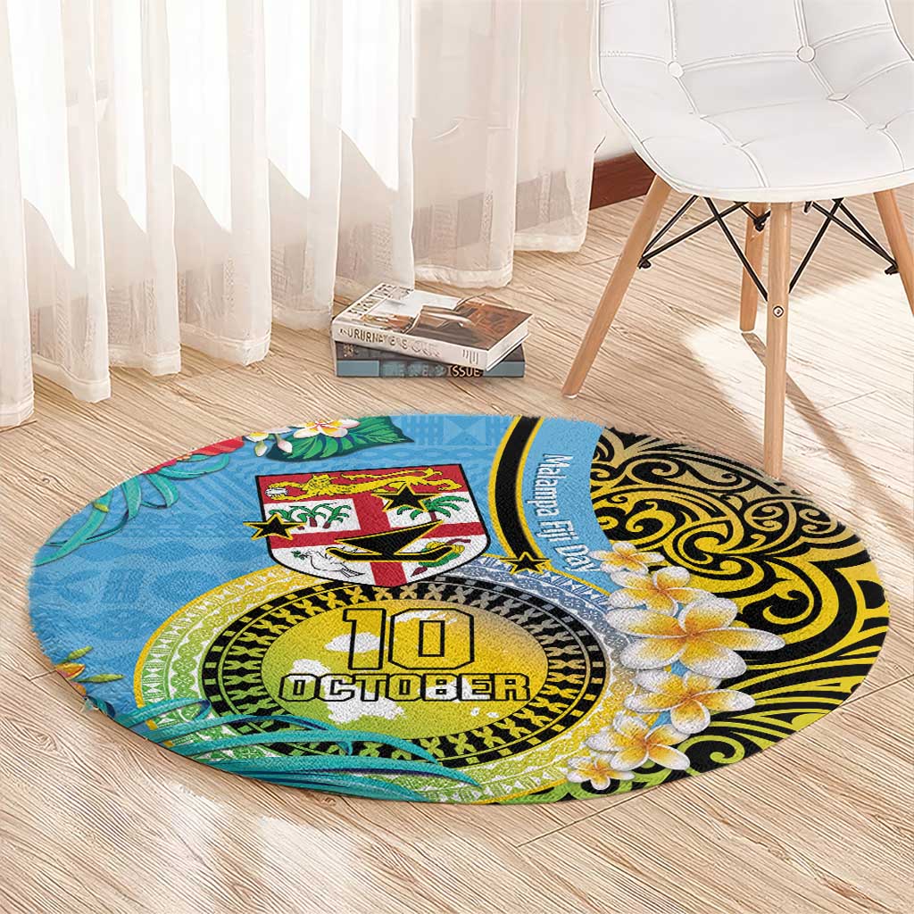 Vanuatu Malampa Fiji Day Round Carpet Happy 10 October With Maps Tropical Flowers