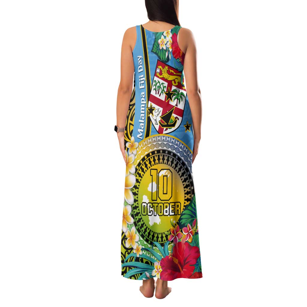 Vanuatu Malampa Fiji Day Tank Maxi Dress Happy 10 October With Maps Tropical Flowers