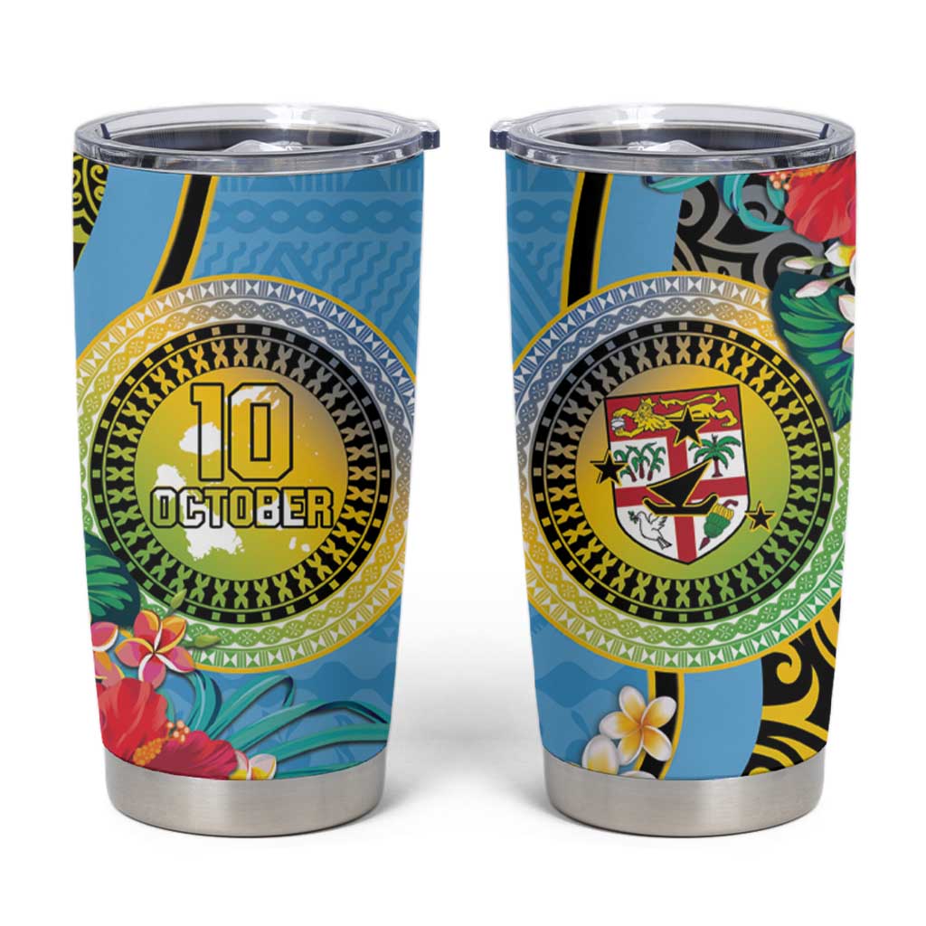 Vanuatu Malampa Fiji Day Tumbler Cup Happy 10 October With Maps Tropical Flowers