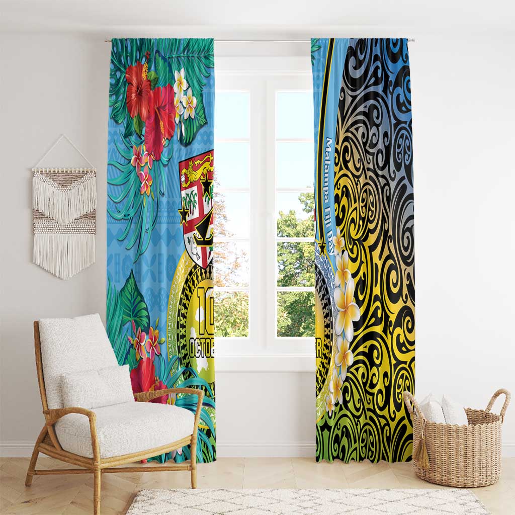 Vanuatu Malampa Fiji Day Window Curtain Happy 10 October With Maps Tropical Flowers