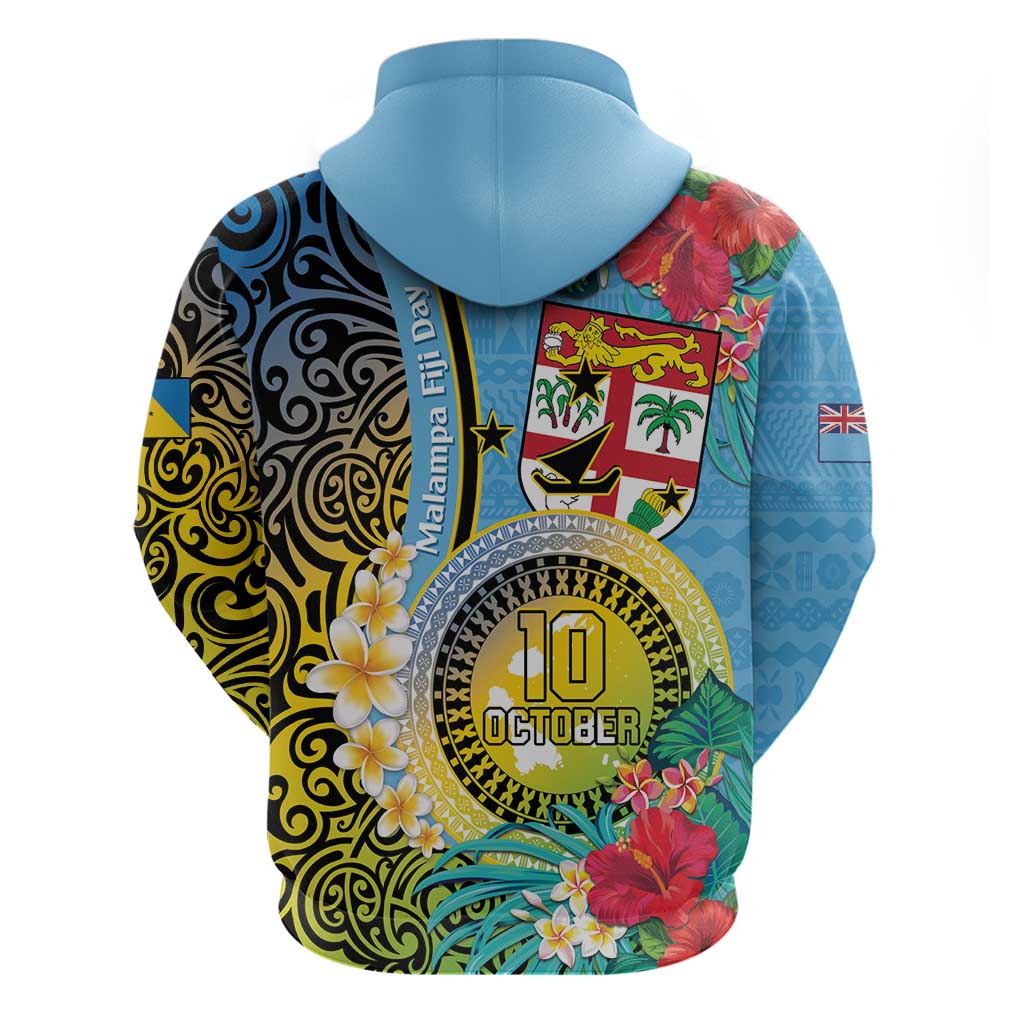 Vanuatu Malampa Fiji Day Zip Hoodie Happy 10 October With Maps Tropical Flowers