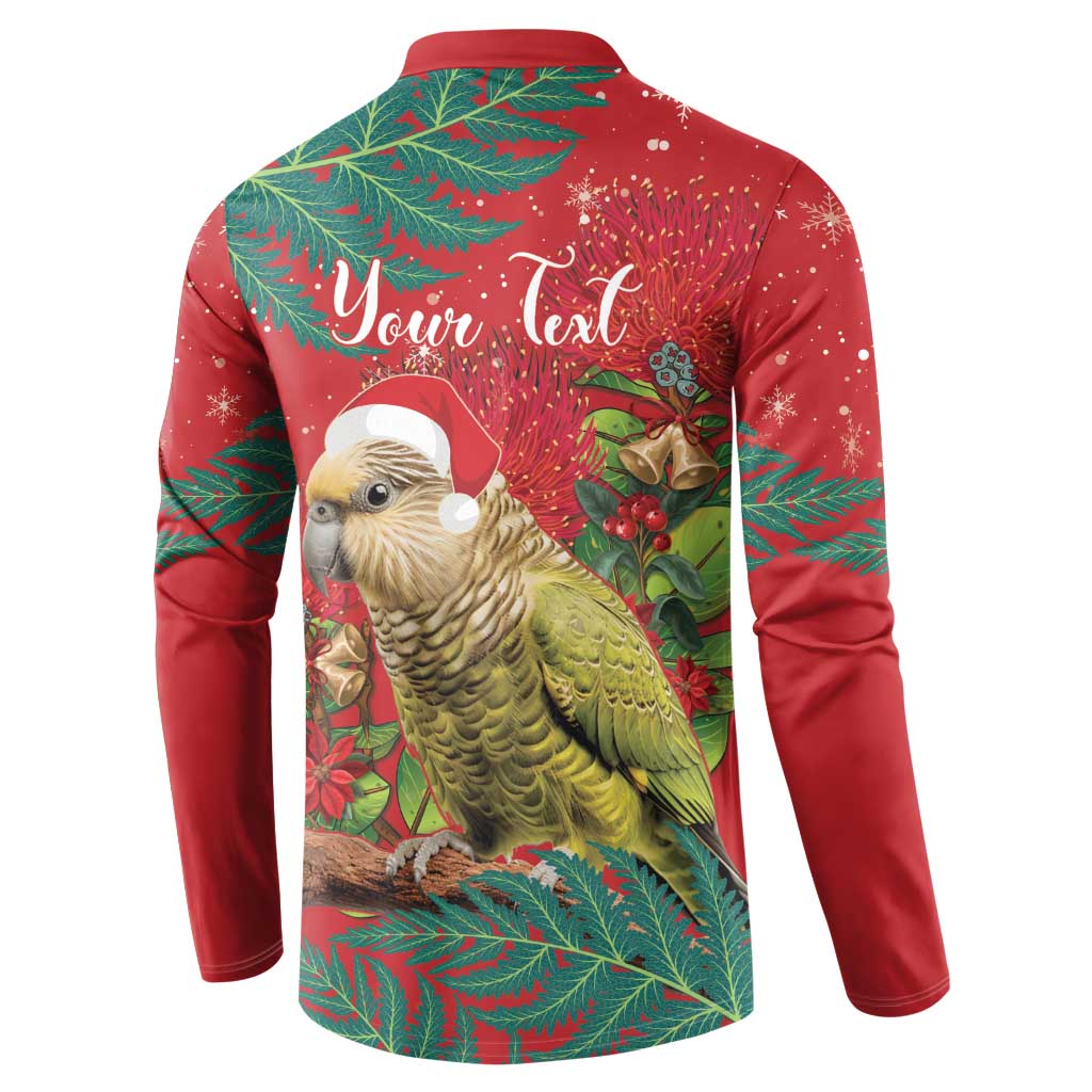 Personalised New Zealand Kakapo Christmas Button Sweatshirt Meri Kirihimete Silver Fern Mix Pohutukawa LT14 - Polynesian Pride
