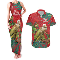 Personalised New Zealand Kakapo Christmas Couples Matching Tank Maxi Dress and Hawaiian Shirt Meri Kirihimete Silver Fern Mix Pohutukawa
