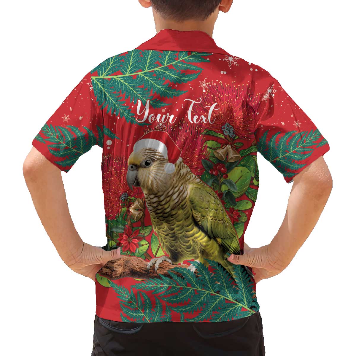Personalised New Zealand Kakapo Christmas Family Matching Off Shoulder Short Dress and Hawaiian Shirt Meri Kirihimete Silver Fern Mix Pohutukawa LT14 - Polynesian Pride