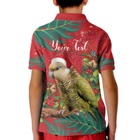 Personalised New Zealand Kakapo Christmas Kid Polo Shirt Meri Kirihimete Silver Fern Mix Pohutukawa LT14 - Polynesian Pride