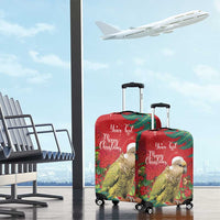 Personalised New Zealand Kakapo Christmas Luggage Cover Meri Kirihimete Silver Fern Mix Pohutukawa