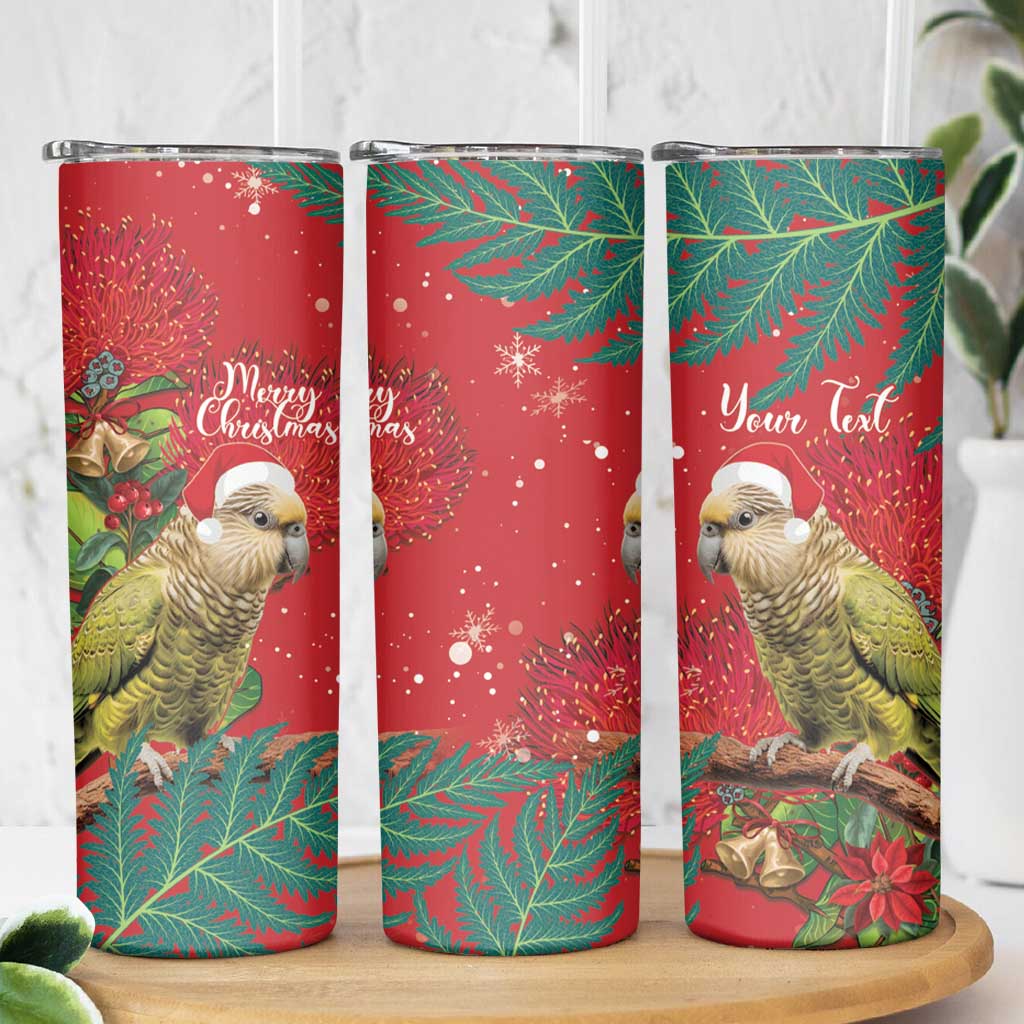 Personalised New Zealand Kakapo Christmas Skinny Tumbler Meri Kirihimete Silver Fern Mix Pohutukawa LT14 - Polynesian Pride