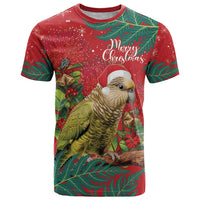 Personalised New Zealand Kakapo Christmas T Shirt Meri Kirihimete Silver Fern Mix Pohutukawa LT14 Red - Polynesian Pride