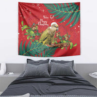 Personalised New Zealand Kakapo Christmas Tapestry Meri Kirihimete Silver Fern Mix Pohutukawa