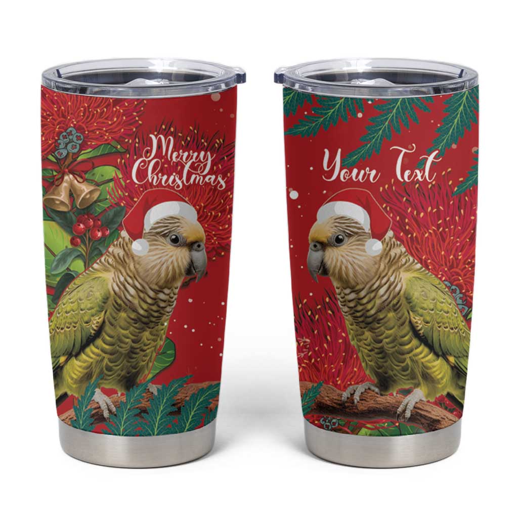 Personalised New Zealand Kakapo Christmas Tumbler Cup Meri Kirihimete Silver Fern Mix Pohutukawa