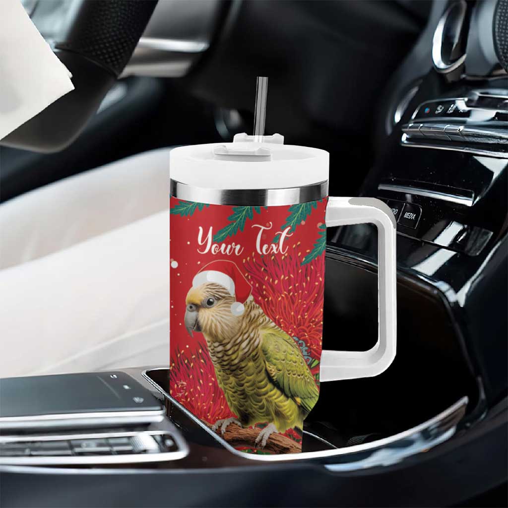 Personalised New Zealand Kakapo Christmas Tumbler With Handle Meri Kirihimete Silver Fern Mix Pohutukawa LT14 - Polynesian Pride