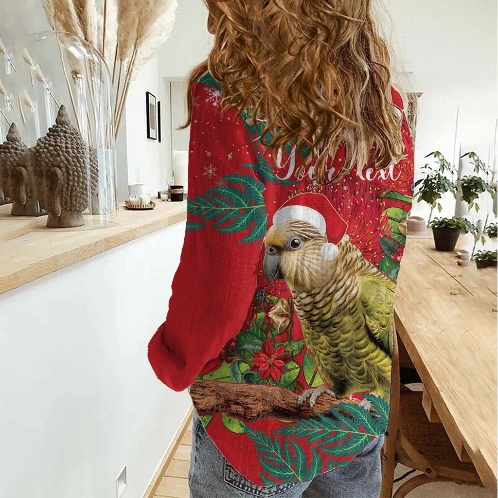 Personalised New Zealand Kakapo Christmas Women Casual Shirt Meri Kirihimete Silver Fern Mix Pohutukawa LT14 - Polynesian Pride