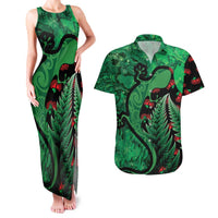 New Zealand Gecko Christmas Couples Matching Tank Maxi Dress and Hawaiian Shirt Meri Kirihimete Paua Shell Mix Pohutukawa