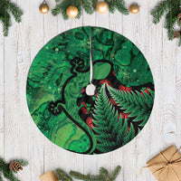 New Zealand Gecko Christmas Tree Skirt Meri Kirihimete Paua Shell Mix Pohutukawa LT14 Casual Green - Polynesian Pride