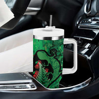 New Zealand Gecko Christmas Tumbler With Handle Meri Kirihimete Paua Shell Mix Pohutukawa LT14 - Polynesian Pride