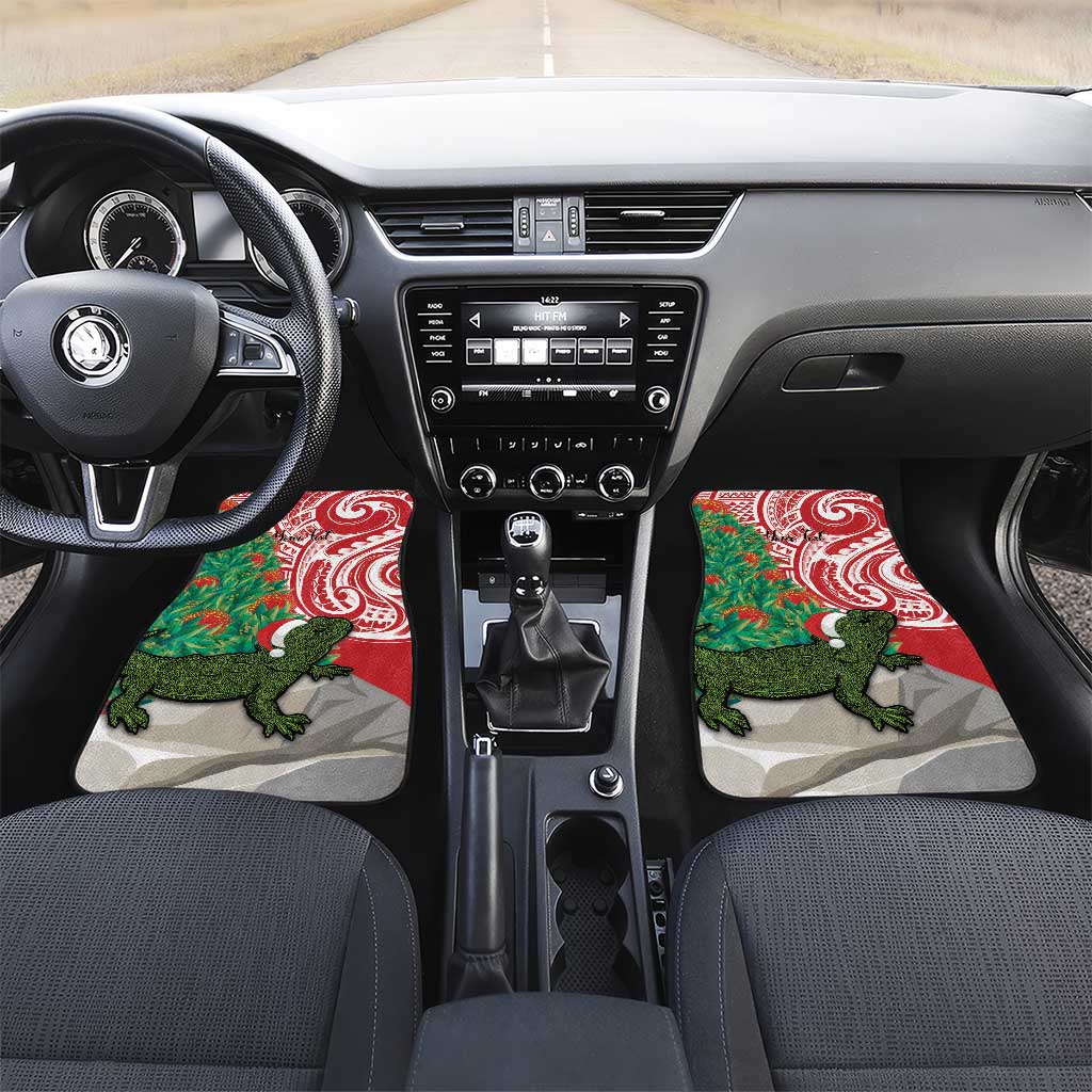 Personalised New Zealand Tuatara Christmas Car Mats Meri Kirihimete Aotearoa Maori Mix Pohutukawa