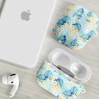 Pastel Cyan Tropical Hawaii AirPods Case Seamless Monstera Plumeria Hawaiian Pattern - Polynesian Pride