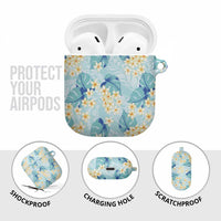 Pastel Cyan Tropical Hawaii AirPods Case Seamless Monstera Plumeria Hawaiian Pattern - Polynesian Pride