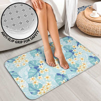 Pastel Cyan Tropical Hawaii Bathroom Set Seamless Monstera Plumeria Hawaiian Pattern - Polynesian Pride