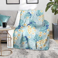 Pastel Cyan Tropical Hawaii Blanket Seamless Monstera Plumeria Hawaiian Pattern - Polynesian Pride