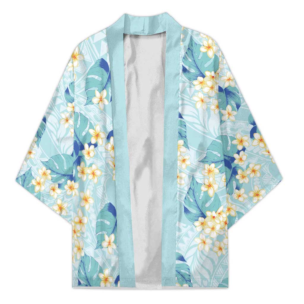 Pastel Cyan Tropical Hawaii Kimono Seamless Monstera Plumeria Hawaiian Pattern LT14 Unisex Pastel Cyan - Polynesian Pride