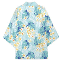Pastel Cyan Tropical Hawaii Kimono Seamless Monstera Plumeria Hawaiian Pattern LT14 - Polynesian Pride