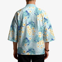Pastel Cyan Tropical Hawaii Kimono Seamless Monstera Plumeria Hawaiian Pattern LT14 - Polynesian Pride
