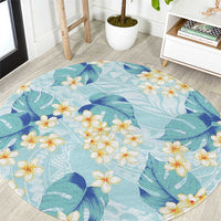 Pastel Cyan Tropical Hawaii Round Carpet Seamless Monstera Plumeria Hawaiian Pattern LT14 Pastel Cyan - Polynesian Pride