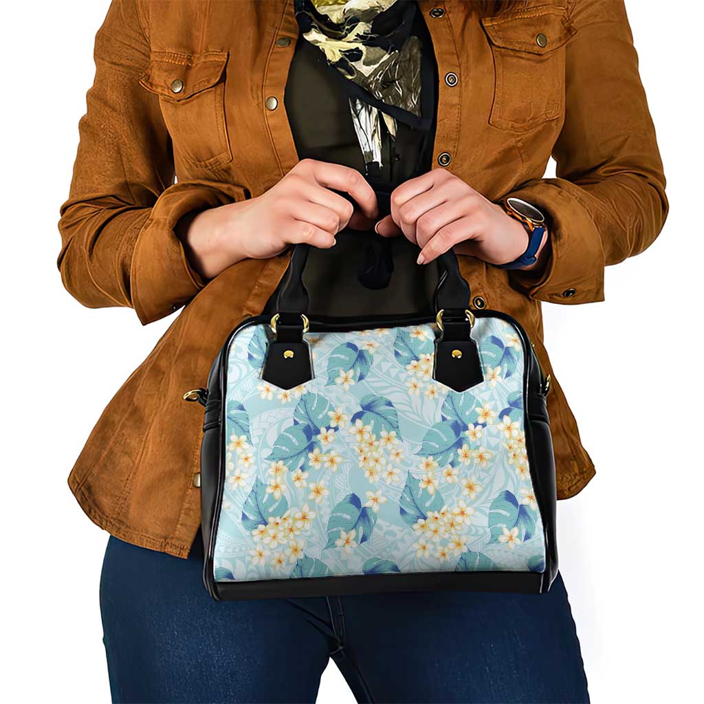 Pastel Cyan Tropical Hawaii Shoulder Handbag Seamless Monstera Plumeria Hawaiian Pattern LT14 - Polynesian Pride