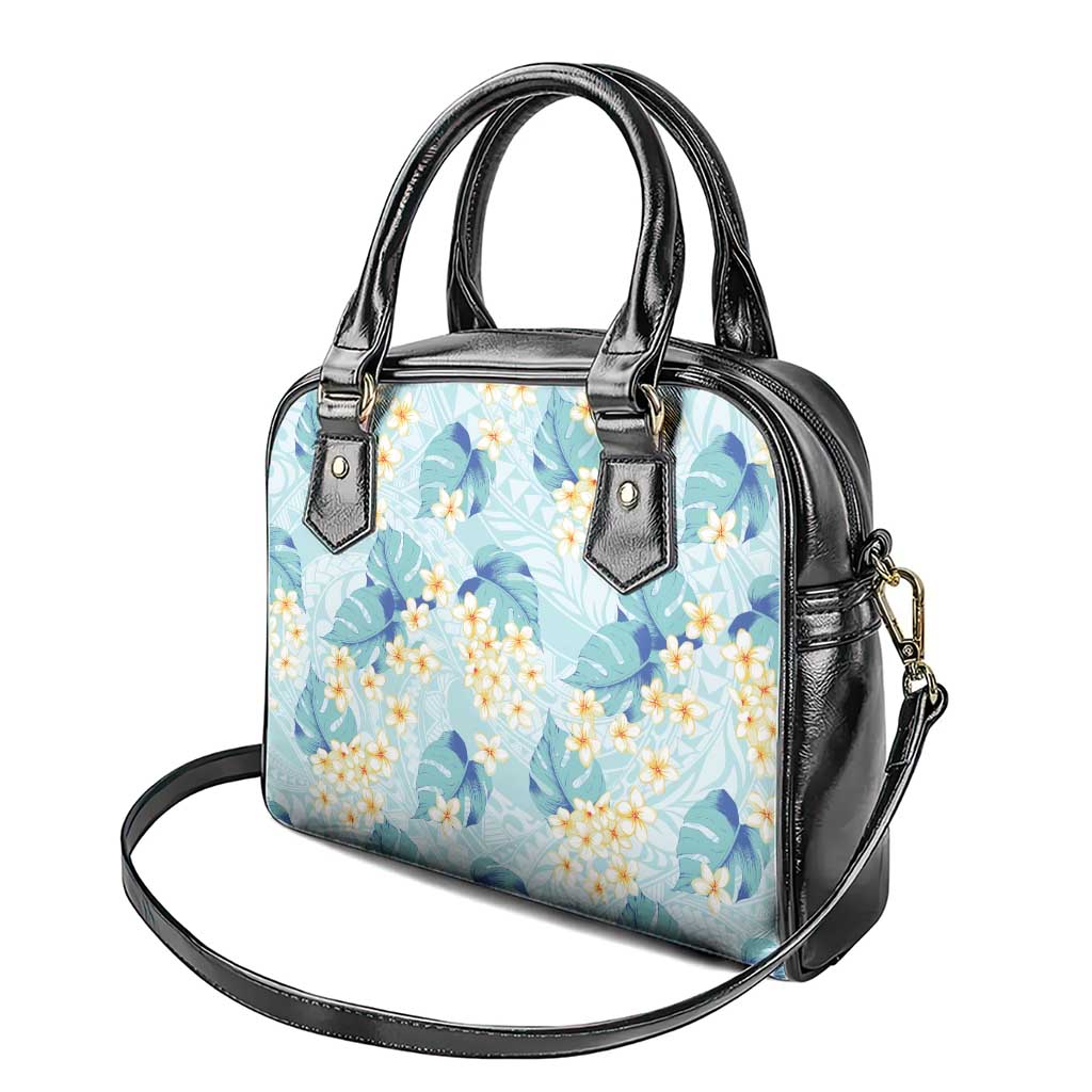 Pastel Cyan Tropical Hawaii Shoulder Handbag Seamless Monstera Plumeria Hawaiian Pattern LT14 - Polynesian Pride