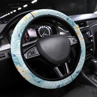 Pastel Cyan Tropical Hawaii Steering Wheel Cover Seamless Monstera Plumeria Hawaiian Pattern - Polynesian Pride