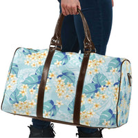 Pastel Cyan Tropical Hawaii Travel Bag Seamless Monstera Plumeria Hawaiian Pattern - Polynesian Pride