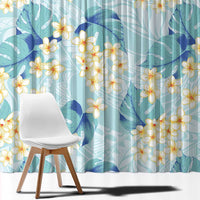 Pastel Cyan Tropical Hawaii Window Curtain Seamless Monstera Plumeria Hawaiian Pattern LT14 - Polynesian Pride