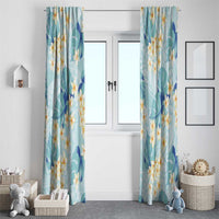 Pastel Cyan Tropical Hawaii Window Curtain Seamless Monstera Plumeria Hawaiian Pattern LT14 - Polynesian Pride