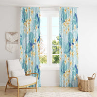 Pastel Cyan Tropical Hawaii Window Curtain Seamless Monstera Plumeria Hawaiian Pattern LT14 - Polynesian Pride