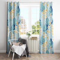Pastel Cyan Tropical Hawaii Window Curtain Seamless Monstera Plumeria Hawaiian Pattern LT14 - Polynesian Pride
