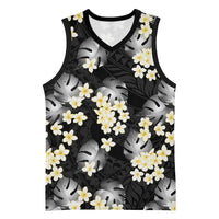 Black Tropical Hawaii Basketball Jersey Seamless Monstera Plumeria Hawaiian Pattern LT14 Unisex Black - Polynesian Pride