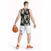 Black Tropical Hawaii Basketball Jersey Seamless Monstera Plumeria Hawaiian Pattern LT14 - Polynesian Pride