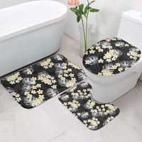 Black Tropical Hawaii Bathroom Set Seamless Monstera Plumeria Hawaiian Pattern - Polynesian Pride