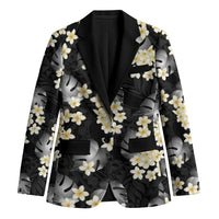 Black Tropical Hawaii Blazer Seamless Monstera Plumeria Hawaiian Pattern LT14 Unisex Black - Polynesian Pride