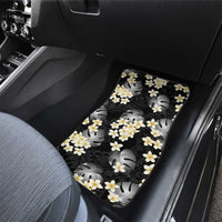 Black Tropical Hawaii Car Mats Seamless Monstera Plumeria Hawaiian Pattern - Polynesian Pride