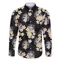 Black Tropical Hawaii Family Matching Off Shoulder Maxi Dress and Hawaiian Shirt Seamless Monstera Plumeria Hawaiian Pattern - Polynesian Pride