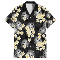 Black Tropical Hawaii Family Matching Puletasi and Hawaiian Shirt Seamless Monstera Plumeria Hawaiian Pattern LT14 Dad's Shirt - Short Sleeve Black - Polynesian Pride