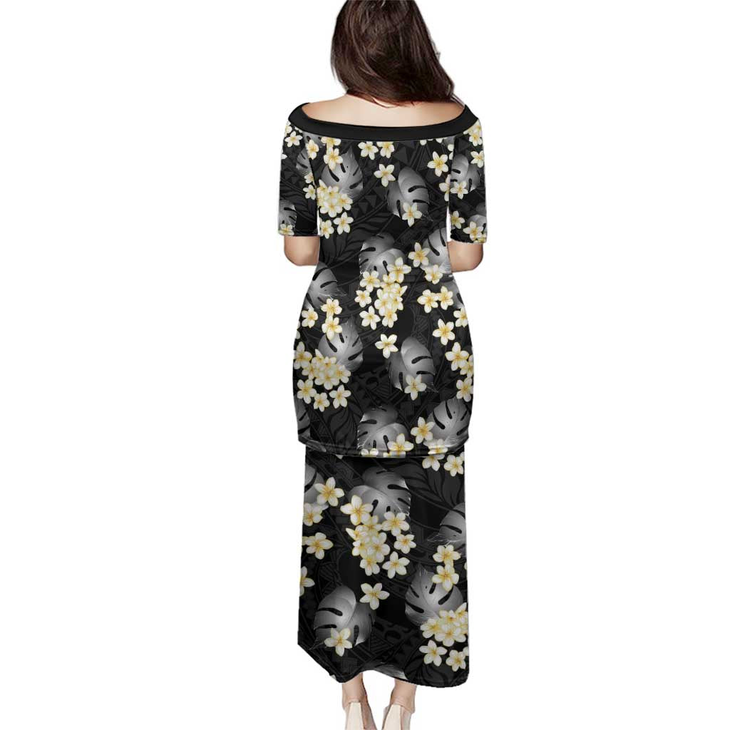 Black Tropical Hawaii Family Matching Puletasi and Hawaiian Shirt Seamless Monstera Plumeria Hawaiian Pattern LT14 - Polynesian Pride