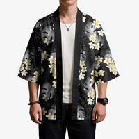 Black Tropical Hawaii Kimono Seamless Monstera Plumeria Hawaiian Pattern LT14 - Polynesian Pride