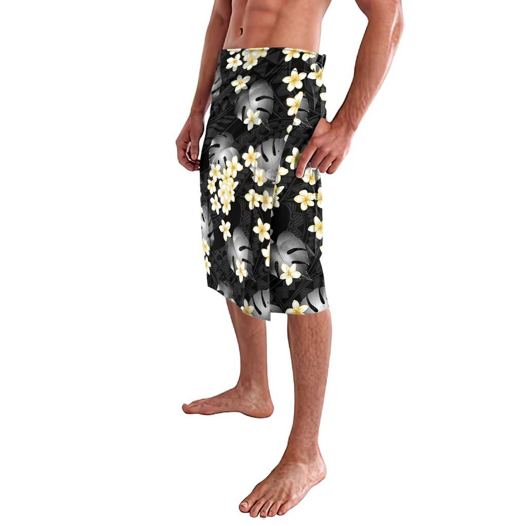 Black Tropical Hawaii Lavalava Seamless Monstera Plumeria Hawaiian Pattern - Polynesian Pride