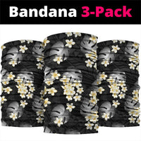 Black Tropical Hawaii Neck Gaiter Seamless Monstera Plumeria Hawaiian Pattern LT14 package One Size: 25*50cm Black - Polynesian Pride